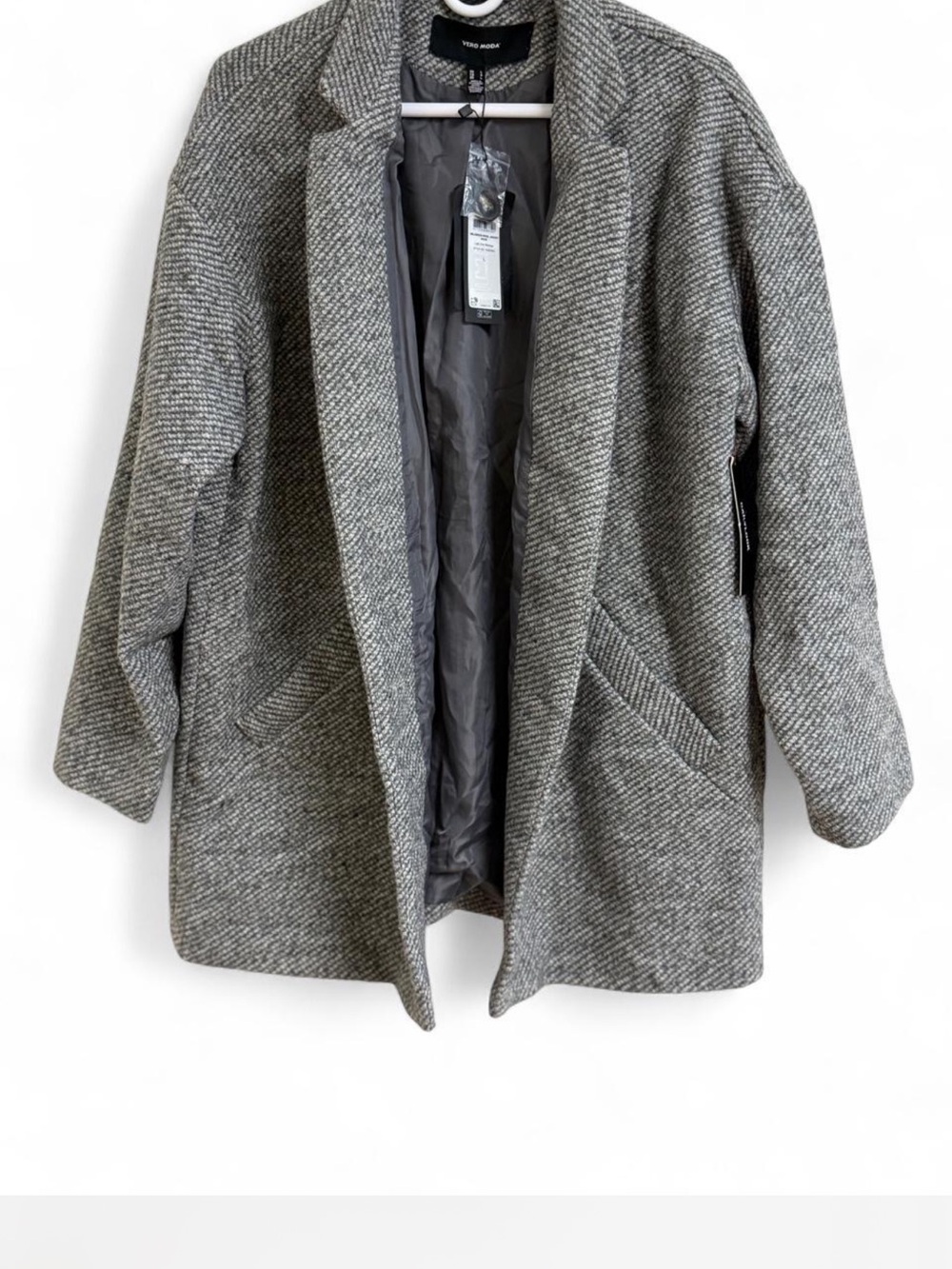Vero Moda Gray Herringbone Pea Coat